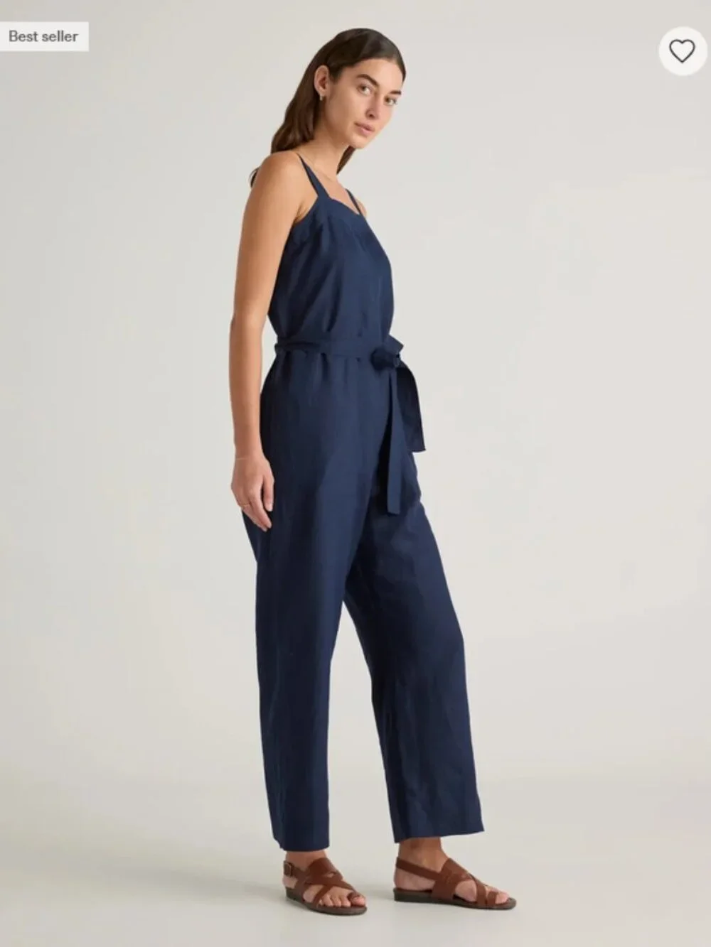 Quince European Linen Square Neck Jumpsuit Deep Navy Size S New With Tags